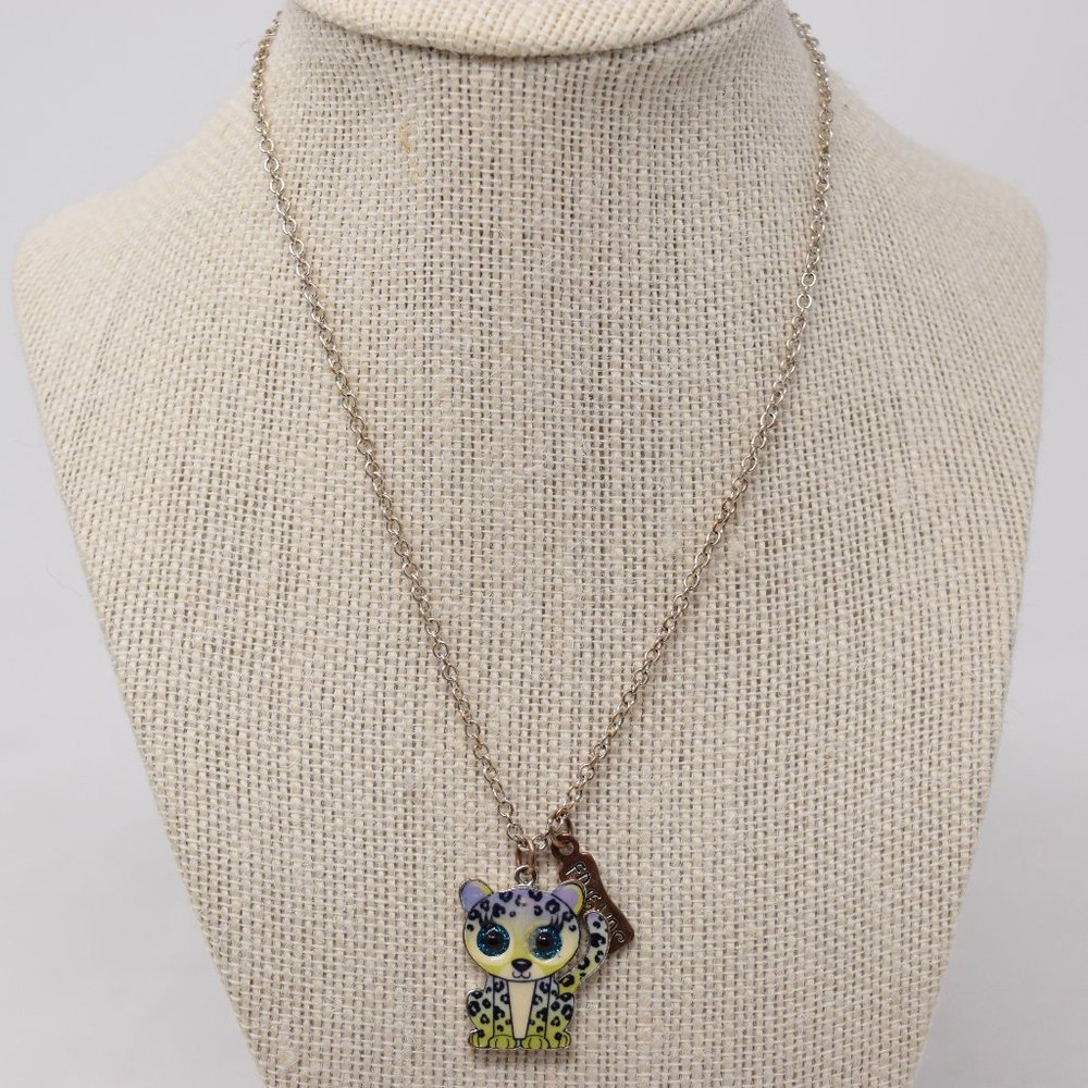 Mini Beanie Boos Friends Necklace Cat Leopard Pendant Glitter Eyes